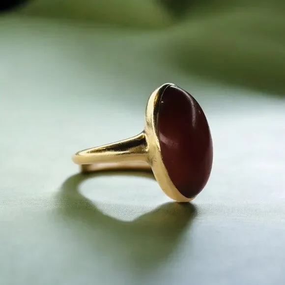 Antique 10k Gold Cabochon Carnelian Ring Size 4.5 Georgian Vintage Ring 2.8g - Picture 3 of 16